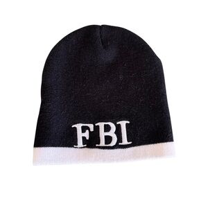 City Hunter Black and White Beanie with FBI Logo